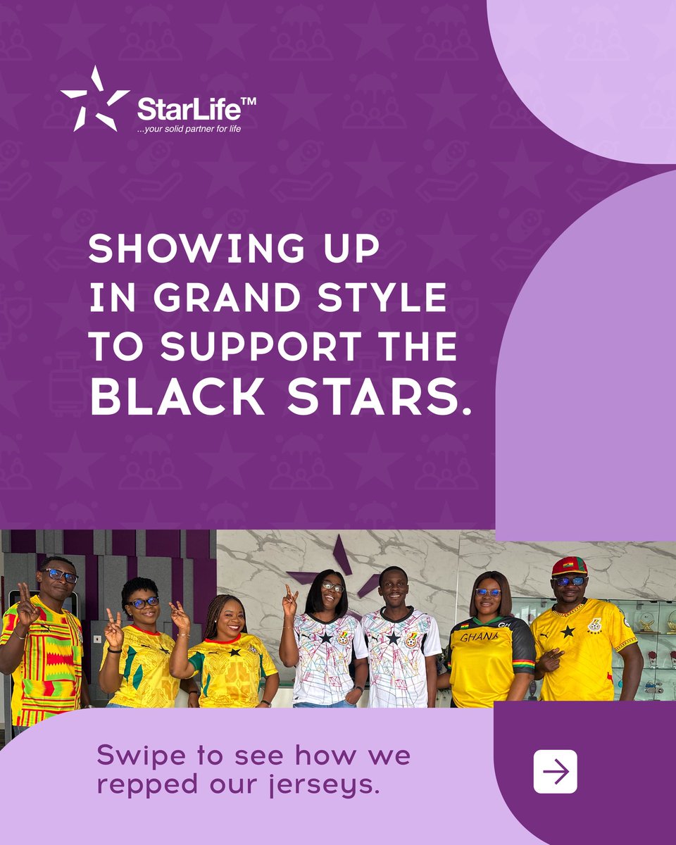 Starlifegh's tweet photo. Jerseys on, spirits high! We came together to support the Black Stars in grand style. Swipe through the team spirit. GO BLACK STARS! ๐ฌ๐ญโญ
#BlackStars #StarLife #YourSolidPartnerForLife #WorldCup 2026 https://t.co/TUMOlGCRUK