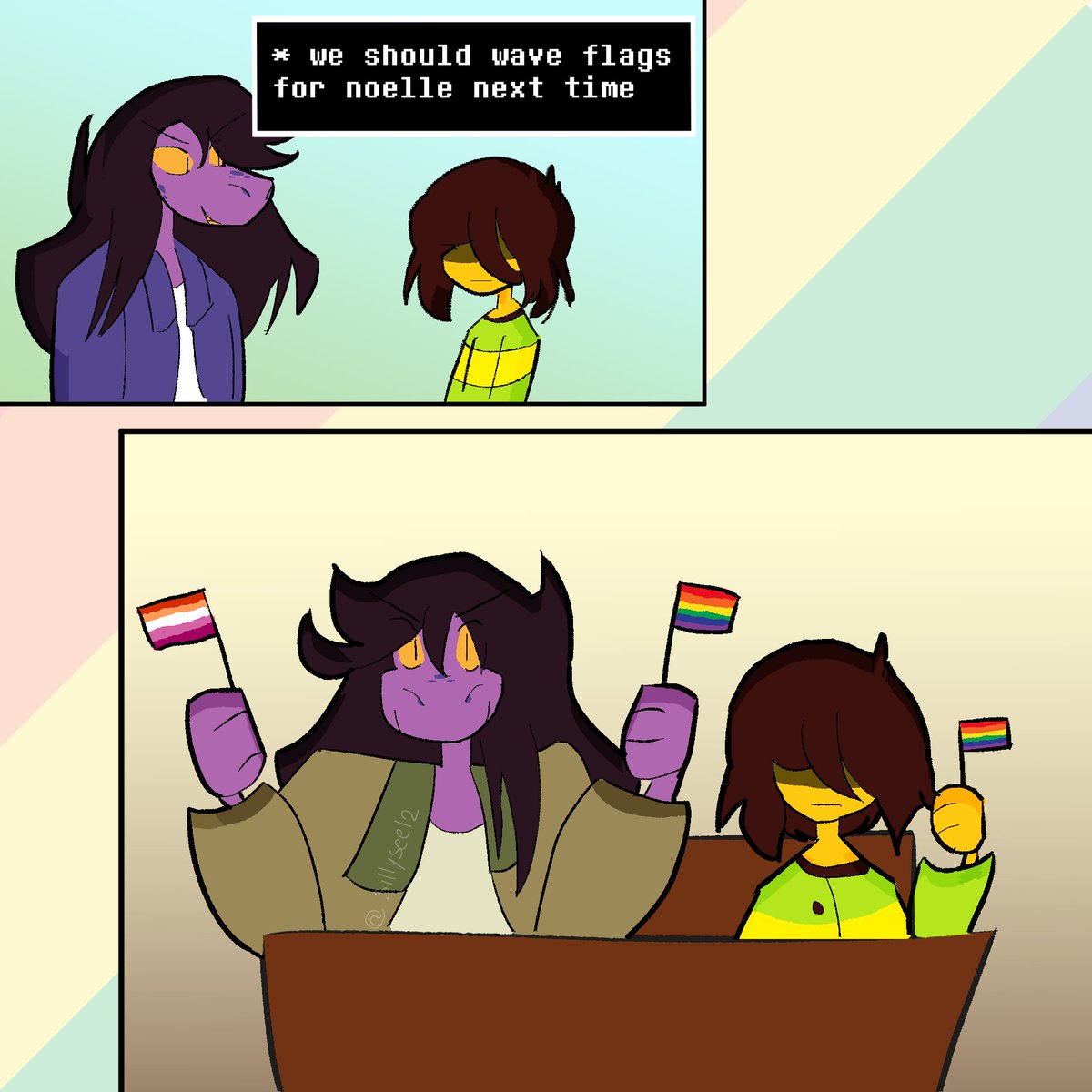 sillyseel2's tweet photo. happy pride month lol #deltarune https://t.co/p0RjibFlbV