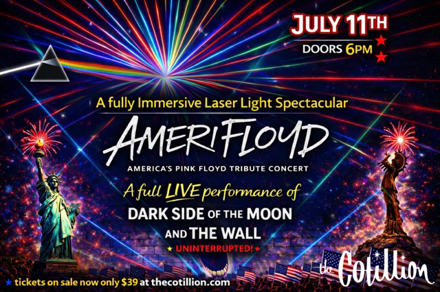TheCotillion's tweet photo. 💥 2 WEEKS AWAY! 💥
AmeriFloyd coming up soon at The Cotillion on July 11!
Experience the power, soul, and spectacle of Pink Floyd reimagined - only with AmeriFloyd. ⚡️
Get your tickets at https://t.co/PVWSLch22Z 🎟️ https://t.co/VjWteNZBWj