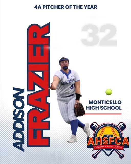 ArHSFCA's tweet photo. ⭐️ AHSFCA 4A Awards 2026 ⭐️

AHSFCA 4A Position Player of the Year
🥎 Libby Kingston

AHSFCA 4A Pitcher of the Year
🥎 Addison Frazier

AHSFCA 4A Coach of the Year�🥎 BJ Jackson

We couldn’t be more proud to have these award winners representing 4A Softball in Arkansas. https://t.co/GVmm6BREux