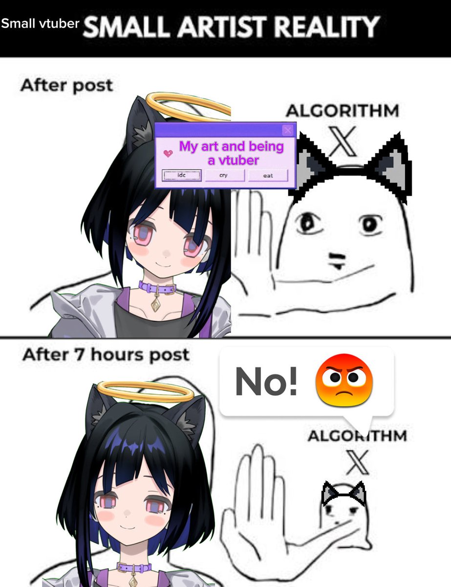 SadEyesFidlstyx's tweet photo. #smallvtuber #smallartist #starvingartist
#internetangel #catvtuber #angelvtuber
#artistoftwitter #vtubermeme #envtubermeme #vtubermemes #Vtubermemecommunity
So much for inclusion and an inclusivity…
And claims for sensitivity 💔😿 https://t.co/EU0bO68uHK