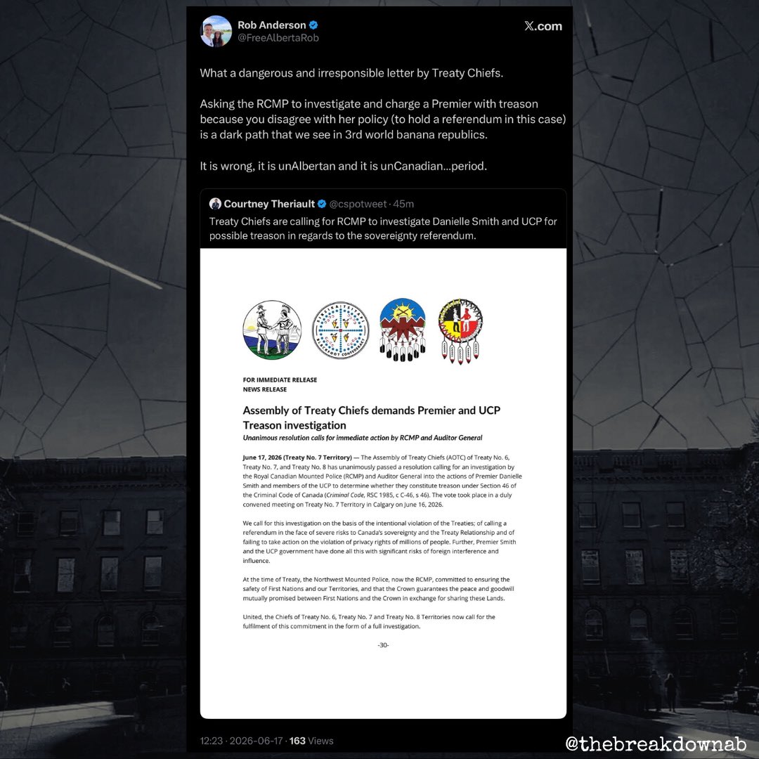 TheBreakdownAB's tweet photo. If anyone would know how banana republics work...

The folks that stripped charter rights, released press statements before debate/votes had happened, suppressed a direct democracy petition to instead serve corporate interests would probably have a pretty good bead on that. https://t.co/EgJu61xQMs