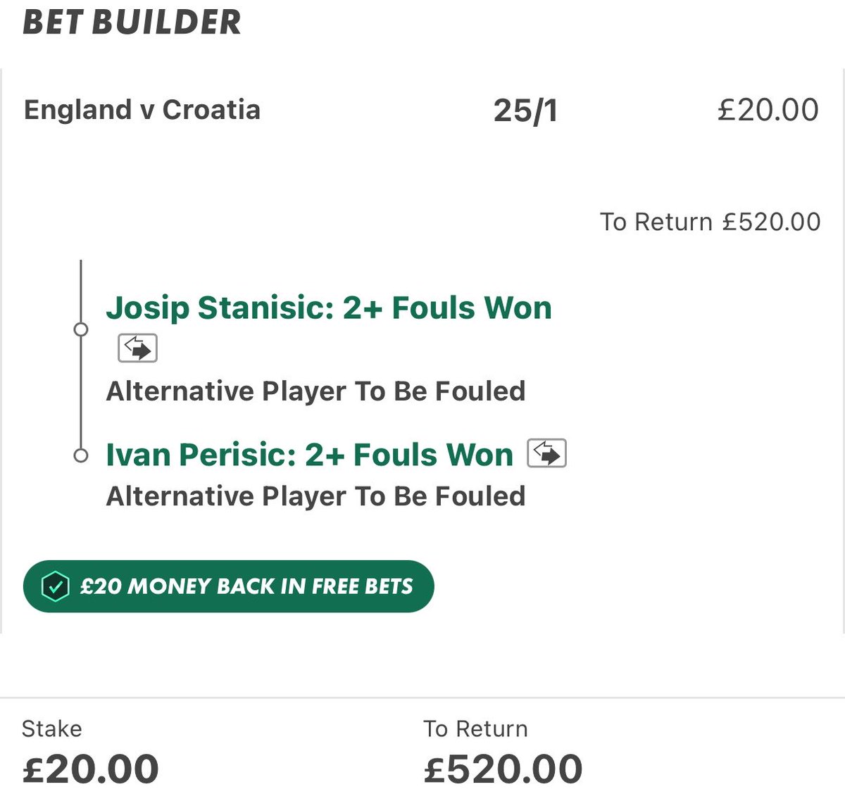 A6788C's tweet photo. Sky high odds on cards given Turpin the ref, stuck between perisic or stani🟨

Can just see Madueke or Gordon clipping em cutting in middle once or twice, £20 free bet back that one first one only reason I took it, 

3 won each  at 225/1 too worth a quid https://t.co/myn5snxPpC