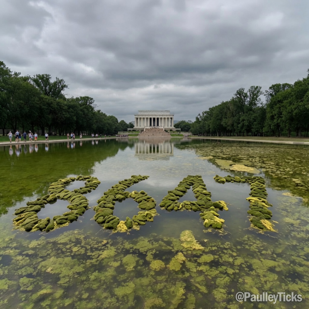 PaulleyTicks's tweet photo. I don't think the Lincoln Memorial reflecting pool is very happy with what Trump did to it. https://t.co/HJSUOgsMA6