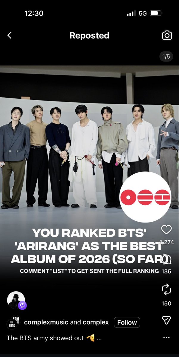 orul8ce's tweet photo. Mike WiLL Made-It, who worked on 2.0 and Aliens, reposted a Complex post calling ARIRANG the best album of 2026 so far. 🔥 I don’t agree with everything in the complex post, but producers are hyping the album so much. We all know it’ll likely be submitted for every major award category possible, so please 🙏🙏keep streaming and talking about Arirang….🔥💜