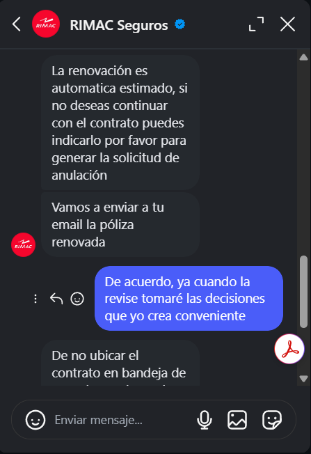 ijpn's tweet photo. @RimacSeguros 

Acabo de enterarme que mi poliza ha sido renovada sin mi autorización, desconozco las condiciones y precios y al buscar información esta es la respuesta que obtengo. Tanto que aprender sobre atención al cliente señores. https://t.co/o4PSJ0b8s1