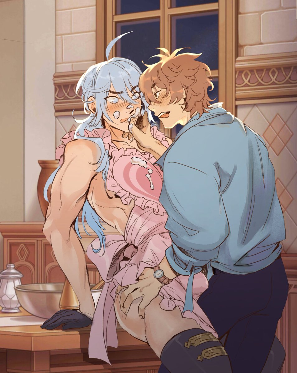Messy_Mushrooms's tweet photo. Edmond/Eiden birthday dialogue was very cute so I just drew it quickly (also bonus naked apron because of course???)

Was too lazy to do bg tho lol

Happy birthday Eiden, stay slaying my king 👑

#HappyEidenDay2026 https://t.co/vu2eoxavkZ