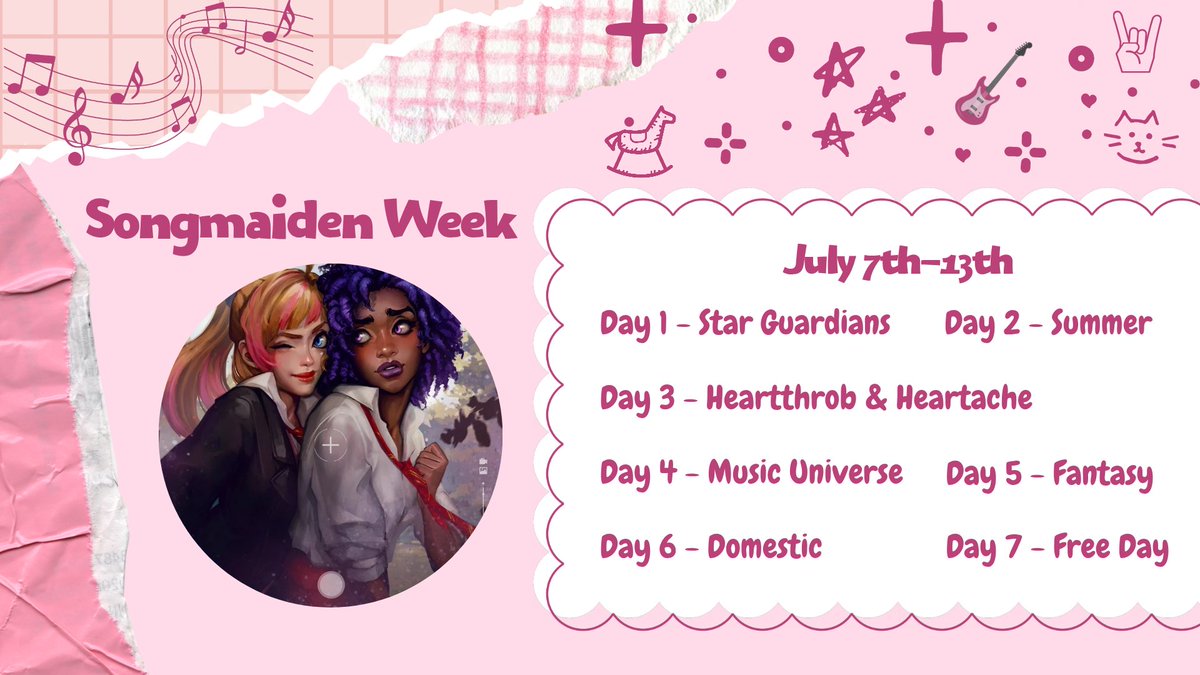 SongmaidenWeek's tweet photo. HI 🩷💛

Welcome to songmaiden week, where we will share love with art, stories, edits and memes about the ship between Rell and Seraphine from July 7th to the 13th.

More info in the comments!
#songmaidenweek #songmaiden #rell #seraphine https://t.co/kZGd0Iw9LV