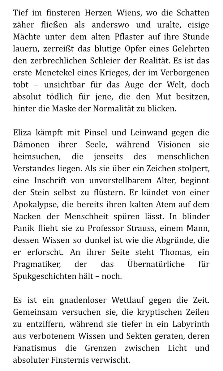 Viennashadows's tweet photo. Kleiner Teaser: die Synopsis für die deutsche Übersetzung von "Echoes of Sacrifice. 

Aktuell heiß im Rennen als deutscher Titel: "Schatten über Wien: Das Echo des Blutes" https://t.co/0ZYutESyWh