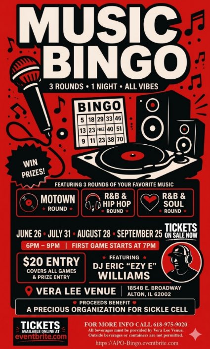 SomethinAboutP's tweet photo. 🎤HIP HOP BINGO IS BACK🎤

A Precious Organization is turning up the vibes. Get ready for a night of music, laughs, prizes, and pure nostalgia as we bring you the ultimate Hip Hop Bingo experience! 🎶🎲

Vera Lee’s Event Space
Friday, June 26, 2026
6:00 PM - 9:00 PM https://t.co/RZPS6GltHD