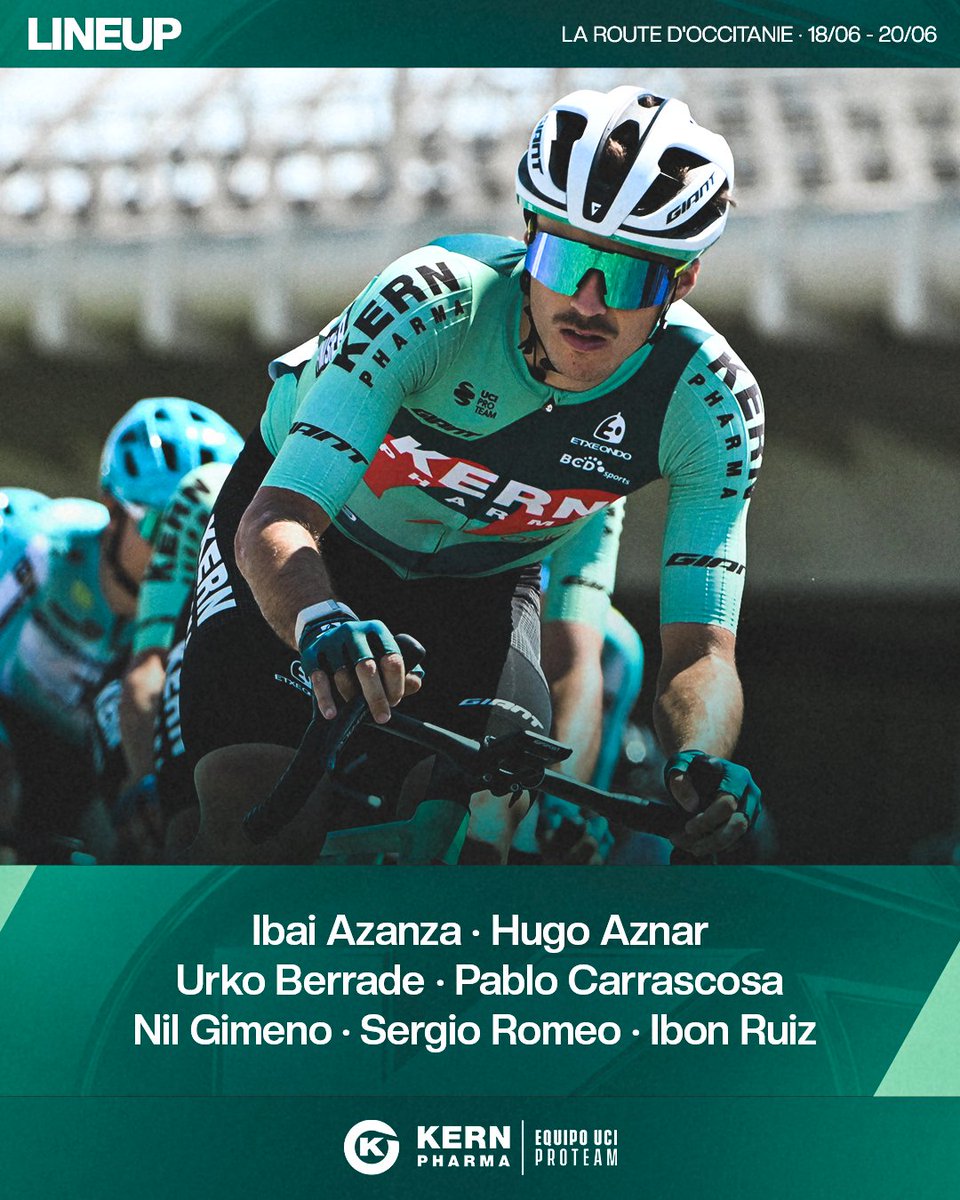 EqKernPharma's tweet photo. 🇫🇷🔜 Un bloque sólido y competitivo para afrontar la @RouteOccitanie ⤵️

🟢 Ibai Azanza
🟢 Hugo Aznar 
🟢 Urko Berrade
🟢 Pablo Carrascosa 
🟢 Nil Gimeno 
🟢 Sergio Romeo 
🟢 Ibon Ruiz 

🎙️“Tenemos mucha confianza en el equipo para esta carrera” [Mikel Ezkieta] https://t.co/IEU2AfPmhW