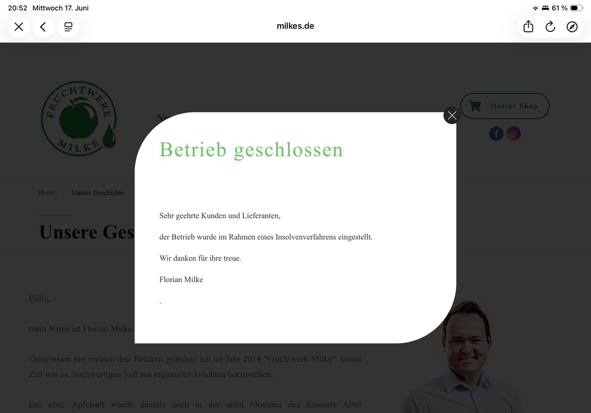 Becker01Thomas's tweet photo. @haushaltscheck @YvonneWillicks Sendung 17.6. : der Apfelsaftproduzent aus Bad Sassendorf  ist insolvent. Die Sendung ist nicht aktuell. https://t.co/KkJL1Sk117