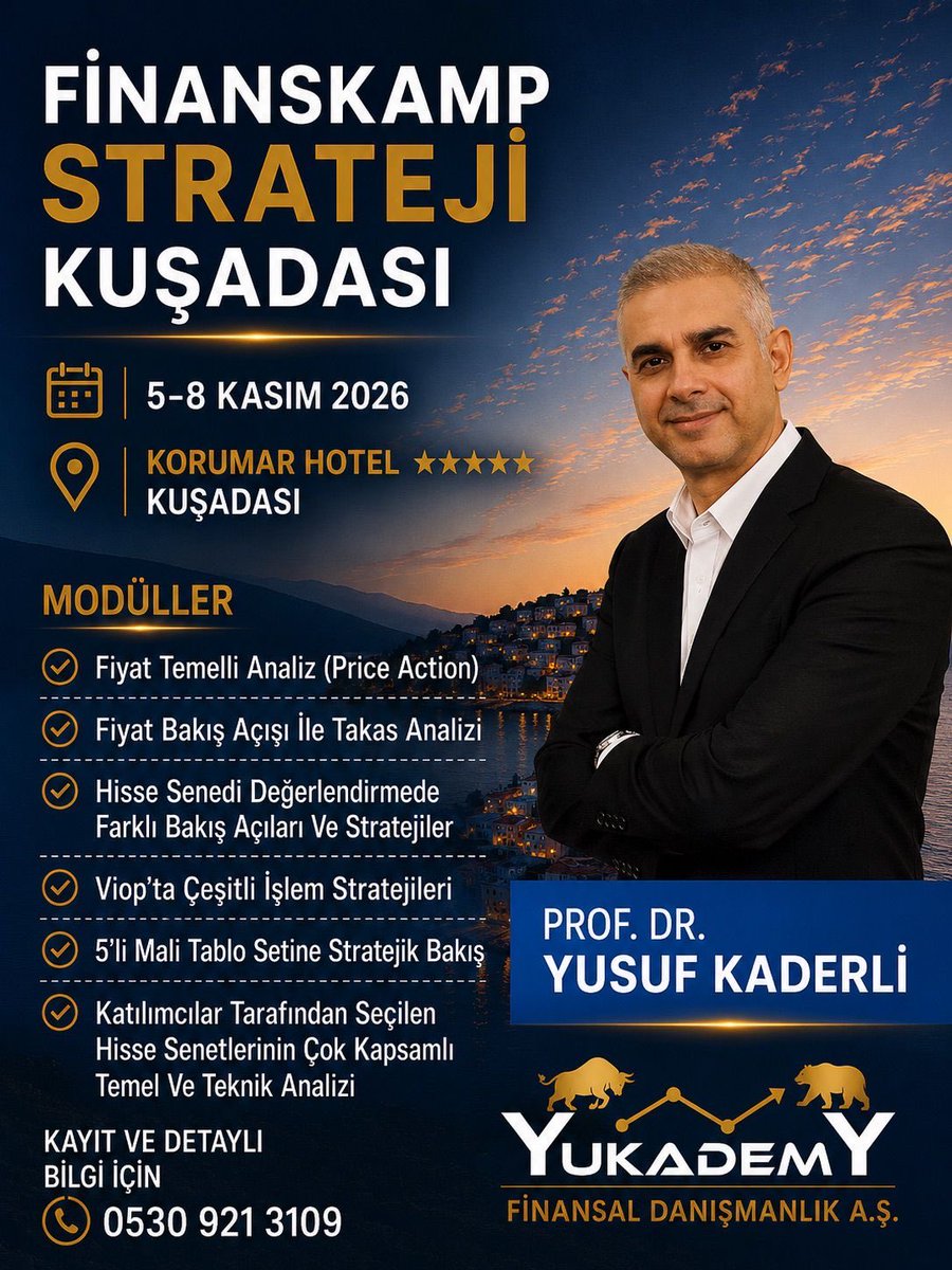 Yusuf_Kaderli's tweet photo. Kıymetli dostlar FİNANS KAMP organizasyonunda 6. Yılımızı dolduruyoruz ve bu dönem 20. FİNANS KAMP ımızı Beş yıldızlı Kuşadası Korumar Hotel de 5-8 Kasım tarihleri arasında 3 gece 4 gün Herşey dahil konsept olarak gerçekleştiriyoruz. Ana temamız STRATEJİ. Çünkü Borsadan istikrarlı para kazanmanın çok zor olduğu bir dönemden geçiyoruz. Ancak bilginin yanında stratejik bakış açısıyla bu zor dönemli avantajlı günlere dönüştürebiliriz. Çok güzel eğitim modülleri, çok kıymetli konuklar, Türkiye’nin her yerinden gelen borsa yatırımcıları ile etkileşim ve çok güzel bir enerjinin olduğu 20. FİNANS KAMP ımıza finansal yatırımcılığa gönül vermiş herkesi bekliyoruz. Üstelik müthiş bir FİYAT PERFORMANS ve ödeme olanakları ayrıcalığıyla… Kontenjanımız sınırlı olup KAYIT ve DETAYLI BİLGİ İÇİN İRTİBAT NO muz olan 0530 921 3109 nolu telefonu arayabilir veya Whatsap tan yazabilirsiniz. Bugüne kadarki en güzel FİNANS KAMP ta görüşmek dileğiyle😊📈📉👋