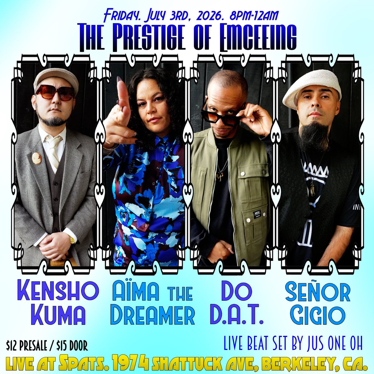 SenorGigio's tweet photo. peace to my twitter x twitter pplz. I barely be onz...

but for good measure... are you a hip-hop head in the Bay?

pull up on me &amp; my rap potnas reppin' JULY 3RD in Berkeley @ Spats! https://t.co/3J6kKMknB1