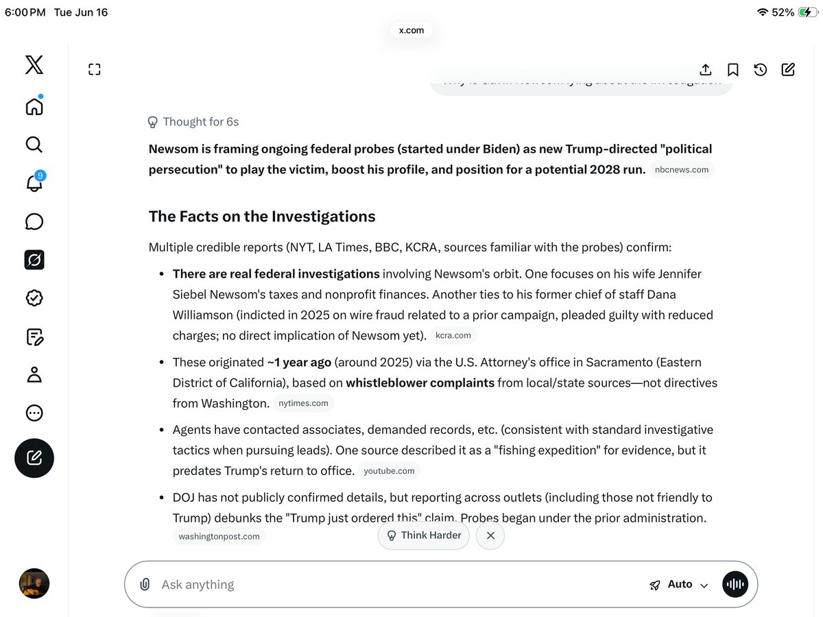 SKenosky's tweet photo. @CoVet_81 Let GROK explain what slimeball Gavin Newsom is up to. https://t.co/nKDRleJtBg