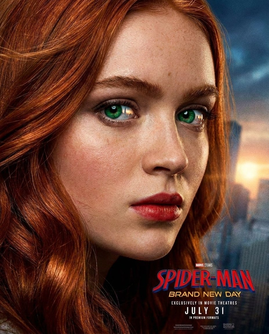 SoheilEdit's tweet photo. The moment Sadie Sink was officially announced, I had to make this.
Now with the second trailer out and tickets officially on sale, the hype is real. 🕷️

Spider-Man: Brand New Day is about to take over.

What role do you think she's really playing?

#spiderman https://t.co/igRghtiyIu