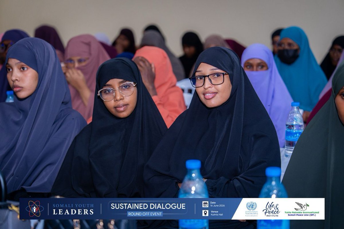 LPI_voices's tweet photo. Sustained Dialogue Round-Off Event in Kismayo 

On 16th June, Somali Youth Leaders (SYL), together with Somali Peace Line (SPL) and the Life & Peace Institute (LPI), successfully facilitated the Sustained Dialogue Round-Off Event in Kismayo, marking the completion of a seven-month dialogue process and youth-led action phase.

Through 15 dialogue groups, each comprising 12 young participants, a total of 180 youth (90 female and 90 male) actively engaged in structured dialogue sessions. The participants translated dialogue into action by developing 15 peace initiatives addressing key issues affecting youth and their communities. The initiative has also strengthened the capacity of young women and men as active peacebuilders and agents of positive change within their communities. 

The project is funded by the United Nations Peacebuilding Fund (UNPBF) and targets 600 youth, with equal gender representation, across Kismayo, Baidoa, and Galkayo. It is implemented by the Life & Peace Institute (LPI) in partnership with Somali Peace Line (SPL) and three youth-led organizations (SYL, PDF, and SGRDO).