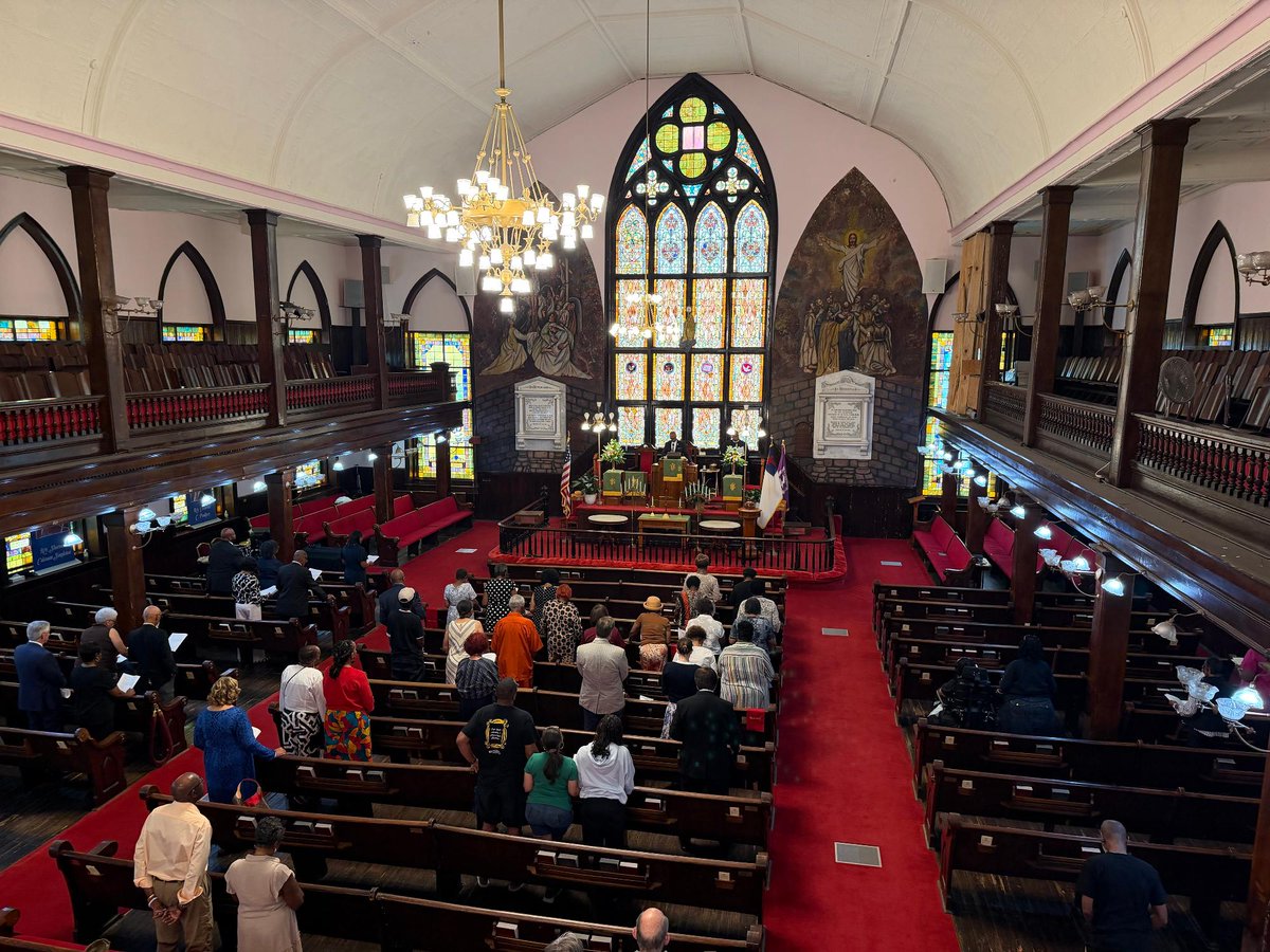 ABCNews4's tweet photo. Today at Mother Emanuel AME Church, they begin the day of remembrance for the Emanuel Nine with a noon prayer service. For more on what the church is doing throughout the evening, click here: https://t.co/0XabS3vhAb https://t.co/cfrUqBVUmF
