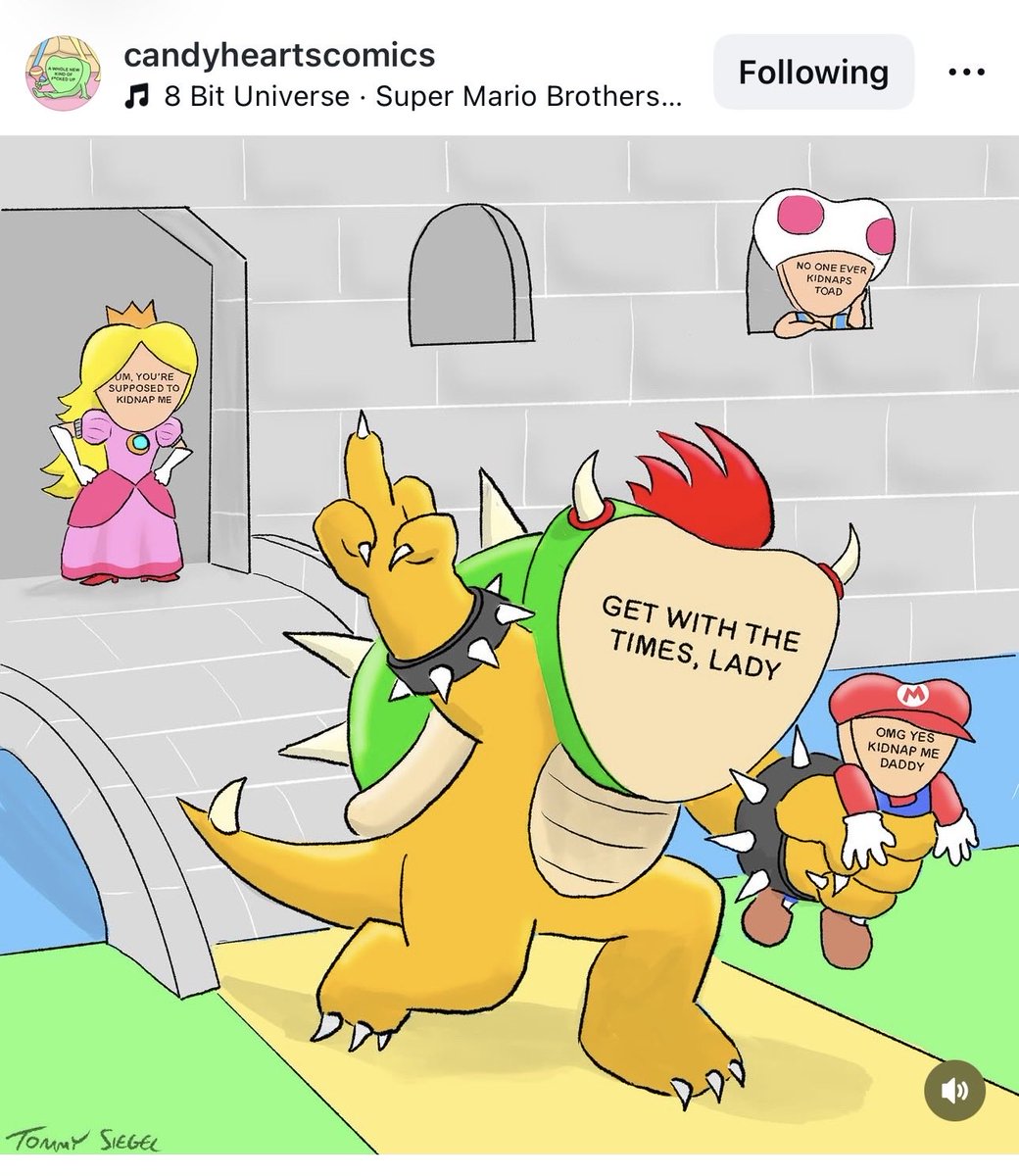 StaciBLefty's tweet photo. @ideationofme From candyheartscomics on IG…..Immediately thought of ST. Which character would each token be? 
I’m going with:
Vessel: Peach
II: Toad
III: Bowser
IV: Mario https://t.co/Scrn9dMjbt