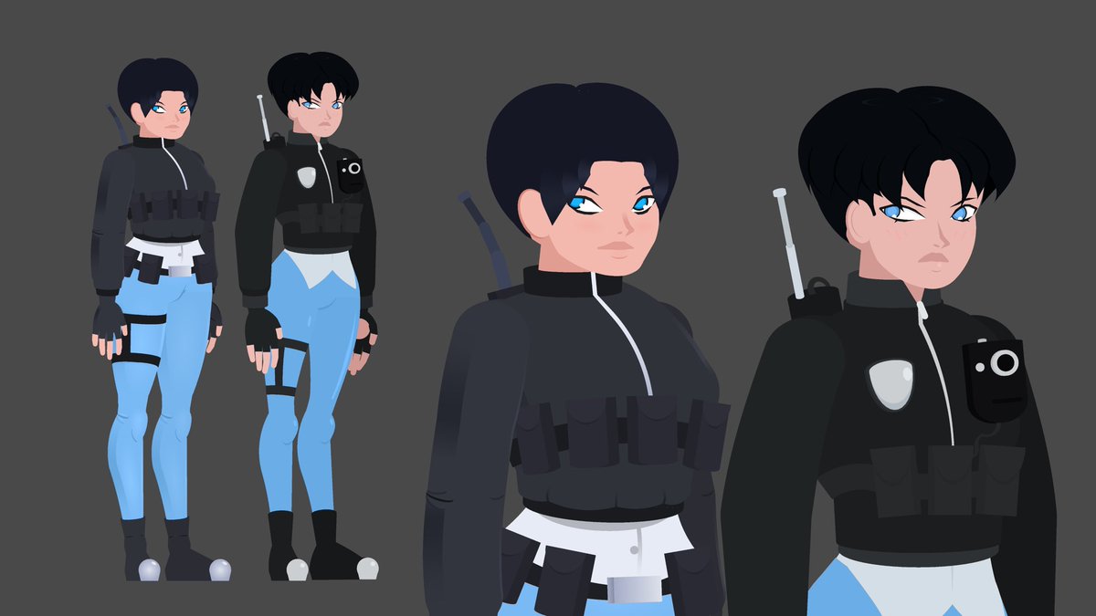 perma_g's tweet photo. Lieutenant Sara was one of the first figures I made when I started revamping my style around 2021. She was based on my PUBG Mobile character at the time.

Why am I remaking a 2021 character I hardly used? You’ll see.
#sticknodes https://t.co/pB5fIiykfL