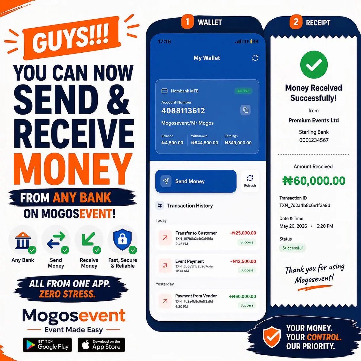 MogoseventNG's tweet photo. People buy tickets, hire vendors, discover events, and get gigs on Mogosevent.

Now they can get paid too.

💳 Send &amp; receive money
🏦 Dedicated account number
📤 Transfer to any bank
💬 Send money in chat

Everything you need for events, now in one place.

#Mogosevent #Event https://t.co/N9cQ4IHI49