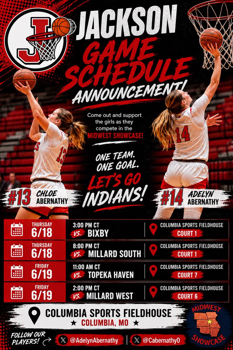 Chloeabernathy0's tweet photo. Playing in Columbia for the Midwest Showcase!! Come check us out!! @SIUEWBB @LindenwoodWBB @MaryvilleWBB @OfficialSEMOWBB @RazorbackWBB @MoStateWBB @GorlokWBB @MW_Showcase @jacksonindians https://t.co/XFN0WYmHY8
