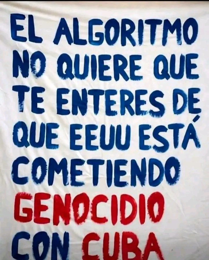Rayco2023qba's tweet photo. El bloqueo es otra forma de genocidio. Retuitea para que el mundo sepa lo que hacen con Cuba https://t.co/UgEKaMsbeX
