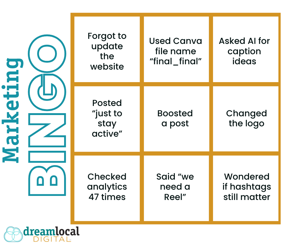 dreamlocal's tweet photo. No judgment. We have all seen Random Acts of Marketing in the wild. At Dream Local Digital, we start with the North Star Metric and build from there because content, SEO, ads, email and websites should work together rather than fight for attention. https://t.co/Q2fkXQ46AR