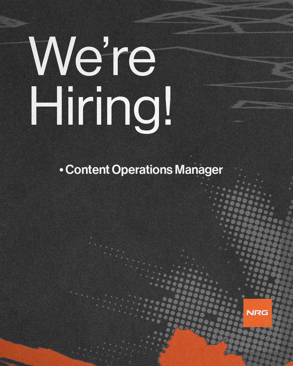 NRGgg's tweet photo. Looking to join us here at NRG?

We're looking for a Content Operations Manager to join the team and help elevate us to the next level. If that's you, we want to hear from you!

📝 https://t.co/EzK6uiiBVk https://t.co/rSITeeEc5W