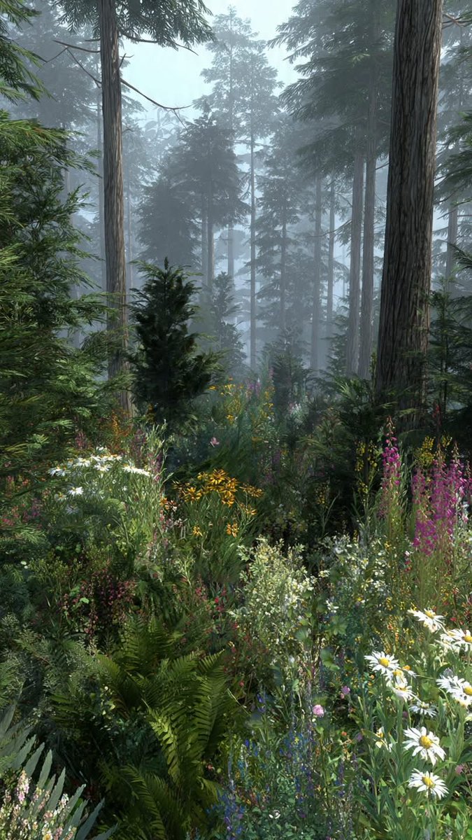 aestheticpost's tweet photo. Where the path disappears into mist and the flowers remember every story the trees ever told. 🪻🌫️ Would you walk it? https://t.co/SQ5Avi6HSn
