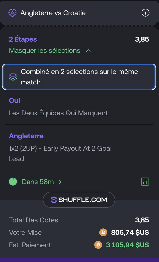 Kawajnr's tweet photo. 💎BET N°6 COUPE DU MONDE💎

START BALANCE : 10.000$
ACTUEL BALANCE : 9024$

ANGLETERRE ON Y CROIT AUJOURD'HUI, BONNE CHANCE 🍀

5% DANS LES LIKES !! https://t.co/zrGEd6oBW3
