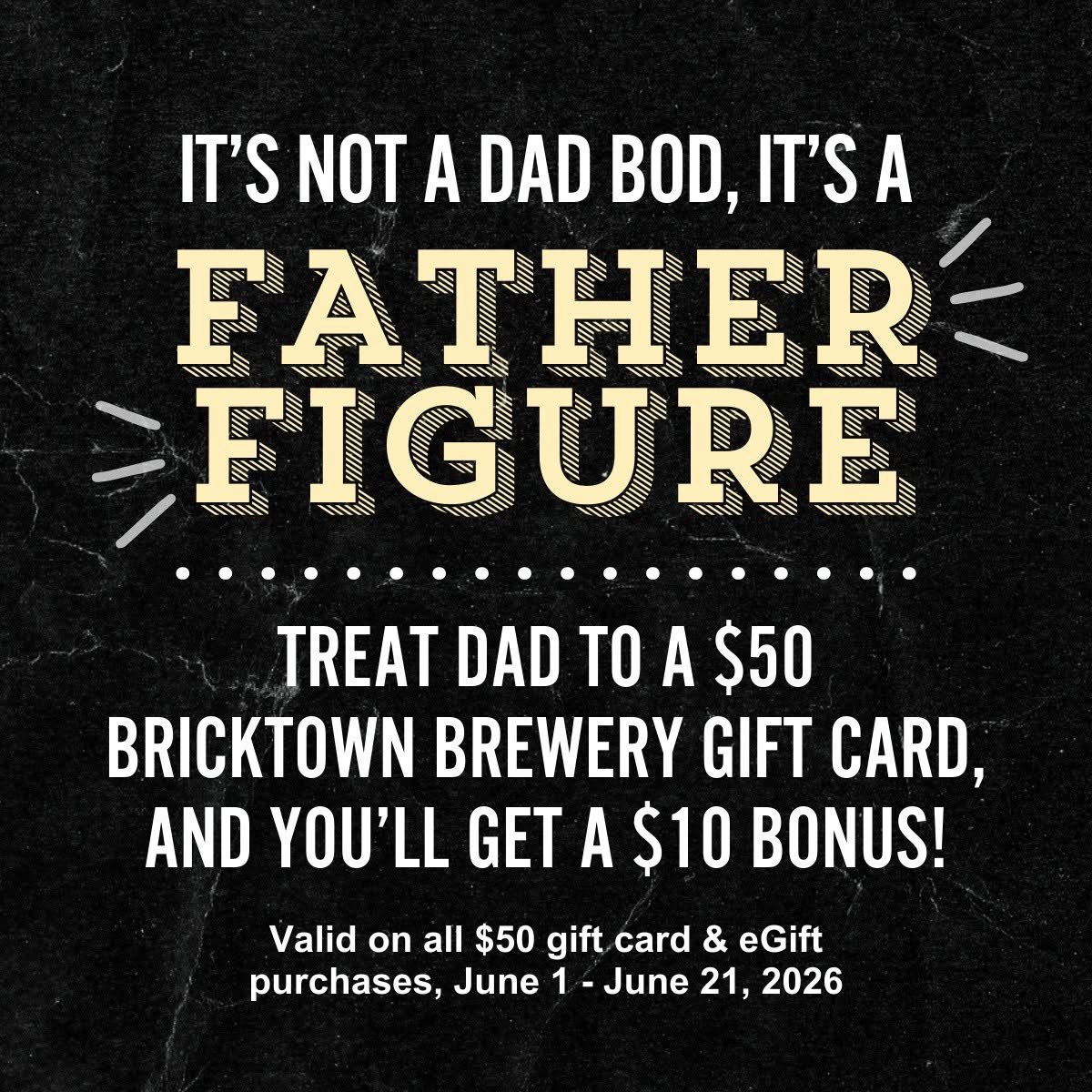 bt_enid's tweet photo. ⏰ Father’s Day is almost here!

Buy $50 in Bricktown Brewery gift cards and get a $10 Bounceback Reward through June 21. 🎉🍔🍺

Grab yours in-store or online: https://t.co/DoJWVdPtmH

#FathersDay https://t.co/QOqMcpsy29