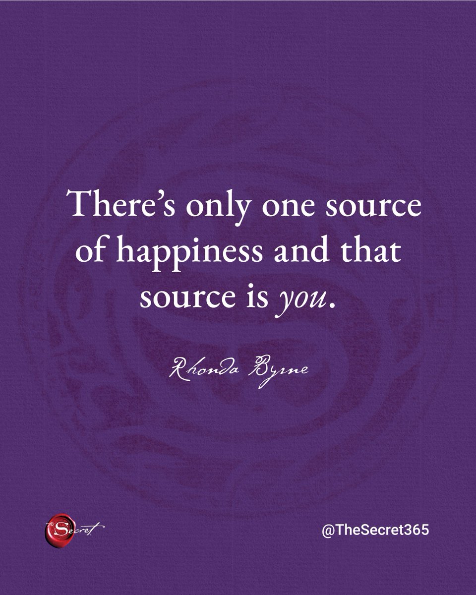 thesecret's tweet photo. Share with the Universe below what makes you happy and attract more happiness. 💫

"There’s only one source of happiness and that source is you."

#RhondaByrne #TheSecret #lawofattraction #loa #visualization #manifestation #askbelievereceive https://t.co/Tw3aYLVaux