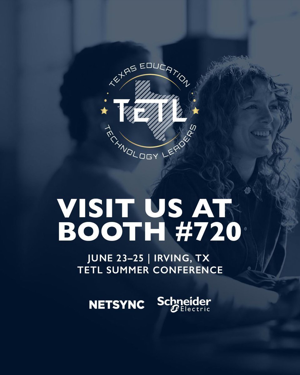 NetsyncNews's tweet photo. 🎓 Heading to TETL Summer Conference? Join Netsync and Schneider Electric June 23–25 at the Irving Convention-Center and stop by Booth #720.

https://t.co/Bt7LRE8xJL https://t.co/4ltvIvdCMQ
