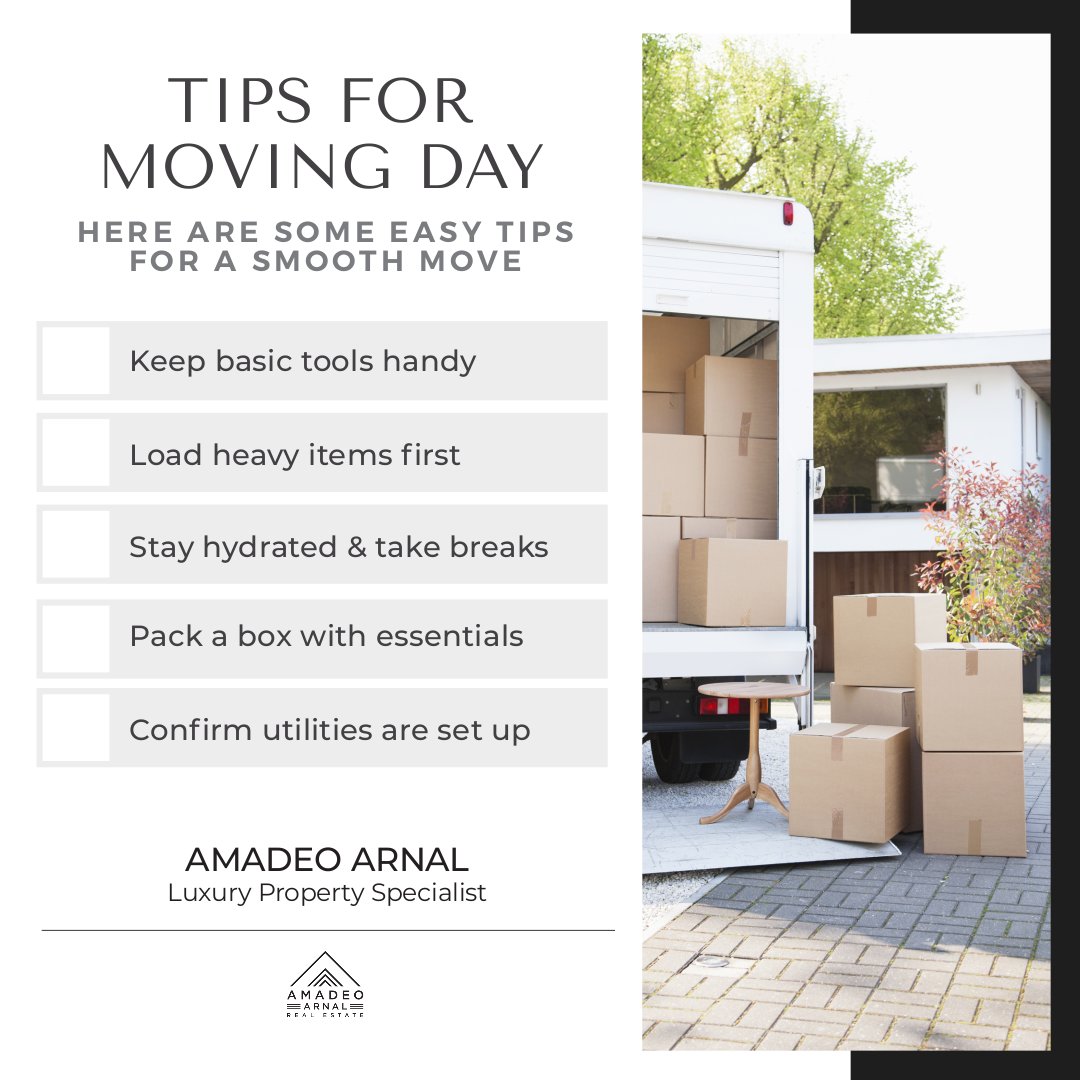 Amadeo_Arnal's tweet photo. Remember, planning and organization are key to a successful move. These tips should help make your moving day more efficient and less stressful. Good luck with your move!
#movingday #movingtips #realestate https://t.co/SHPRwcoUJP