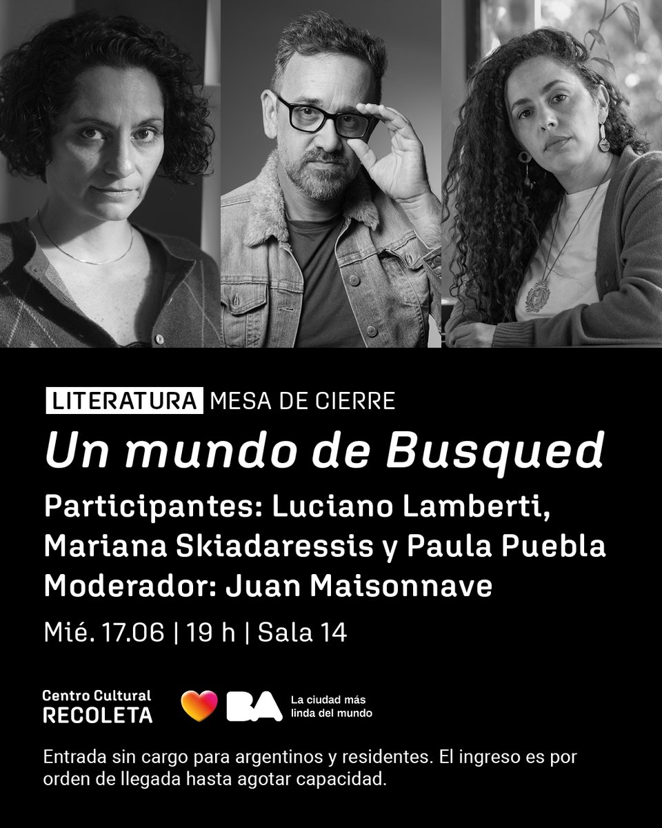 ElRecoleta's tweet photo. Hoy a las 19 h te esperamos para la mesa de cierre de la muestra "Un mundo de Busqued".

Sala 14. Ingreso por orden de llegada. https://t.co/BTpFrB563a