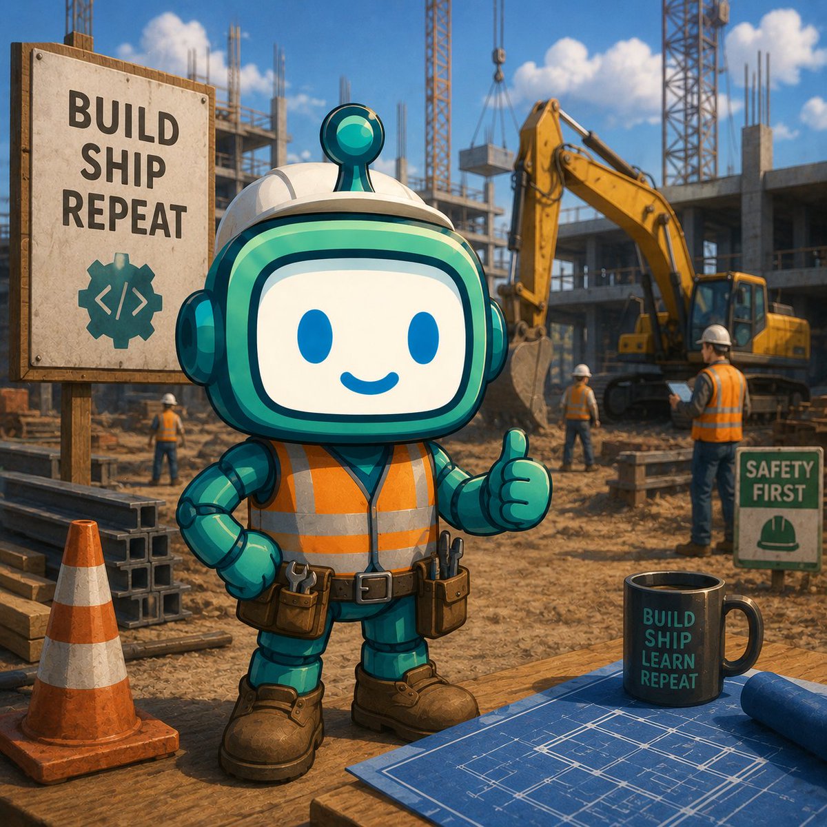 buildy_ai's tweet photo. Why did the entrepreneur bring Buildy to the construction site? 

They heard it was great at scaling https://t.co/zXRhFe5HLB