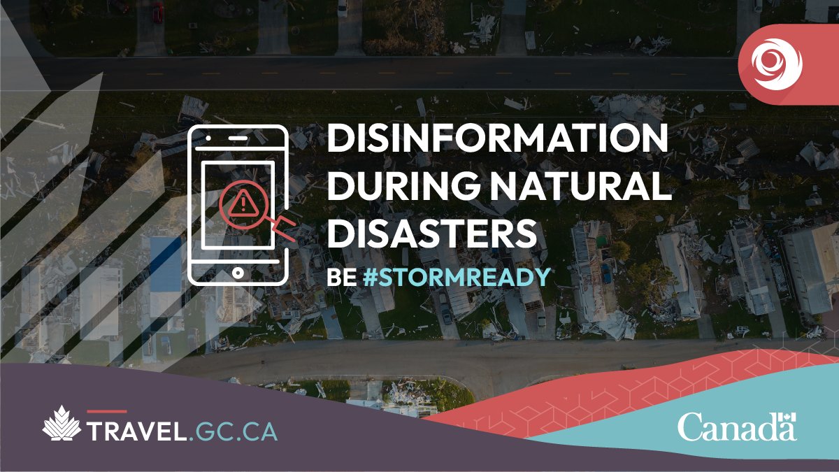 TravelGoC's tweet photo. Misinformation and disinformation spreads quickly following a natural disaster. Pictures and videos created or modified by AI can look just like real ones.  

Take the time to check the source. 

For more advice: https://t.co/1VcOF4u3EF 
#ThinkBeforeYouShare https://t.co/LJF1Tzgxfl