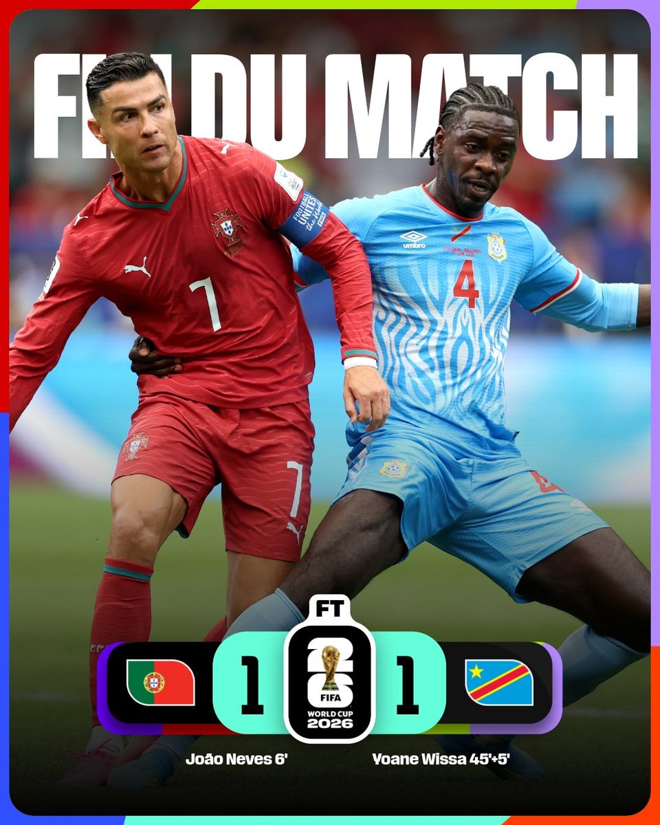 fifaworldcup_fr's tweet photo. La RD Congo tient en échec le Portugal 🤜🤛

#FIFAWorldCup