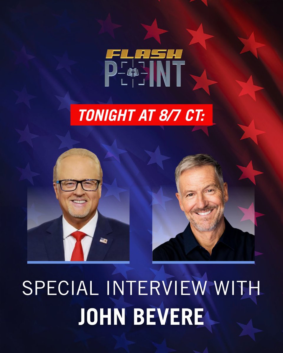 flashpointarmy's tweet photo. Tonight, @genebailey talks with his special guest, @JohnBevere for a full one hour interview! 

John Bevere is a minister known for his bold, uncompromising approach to God’s Word. He is also an international bestselling author who has written more than 20 books that have, collectively, sold millions of copies and been translated into 129 languages.

Tonight, we will be diving into John’s new book, The King Is Coming and his other best-seller, The Bait of Satan!  You are going to be encouraged to want to do more after tonight’s program! 

Watch this special program LIVE only on the Flashpoint @YouTube, Rumble, @facebook pages & on @TheRokuChannel on the FlashPoint Television Network at 8pm ET/7pm CT!  You can always watch at https://t.co/K4eNfN5Mph! 

Tonight’s program will not be on the Victory Channel.  For ALL things FlashPoint, visit https://t.co/1cUxjjyeMC!

#Wednesday #johnbevere #thekingiscoming #truth #flashpointarmy
