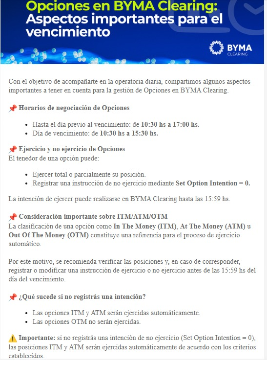 gcutte's tweet photo. Recordar que las opciones de junio se operan hasta el VIERNES 15.30 hs.  

Siempre el vencimiento fue el tercer viernes, solo que ahora cambió el plazo de liquidación a t+0.  
Antes (t+1) se operaba hasta la rueda anterior al tercer viernes. https://t.co/p15Mx1aLiA