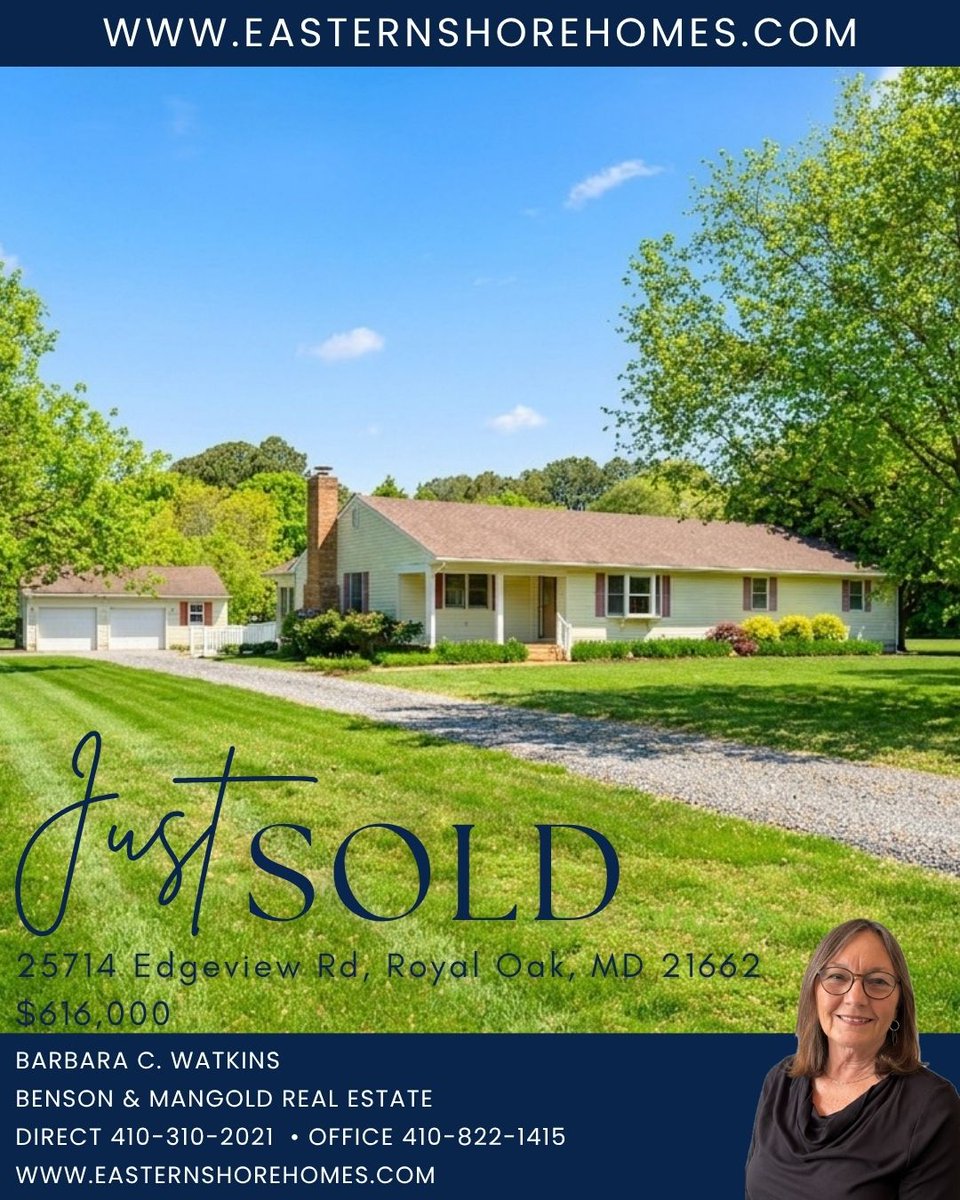 Barbara_Watkins's tweet photo. 🏡 SOLD! Congratulations to my sellers!
Listed and under contract in less than a week with multiple offers — and now officially closed.
Thinking of buying or selling? Call me.
https://t.co/6xnywDv1bU
#JustSold #MD #RealEstate #EasternShore #TalbotCountyMD https://t.co/m8lS8dxekB
