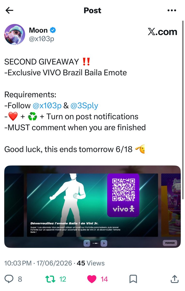 HevFe61400's tweet photo. @x103p @3Sply Done hope everybody has an opportunity to win and good luck who ever wins ��� https://t.co/HQyauDV5S6