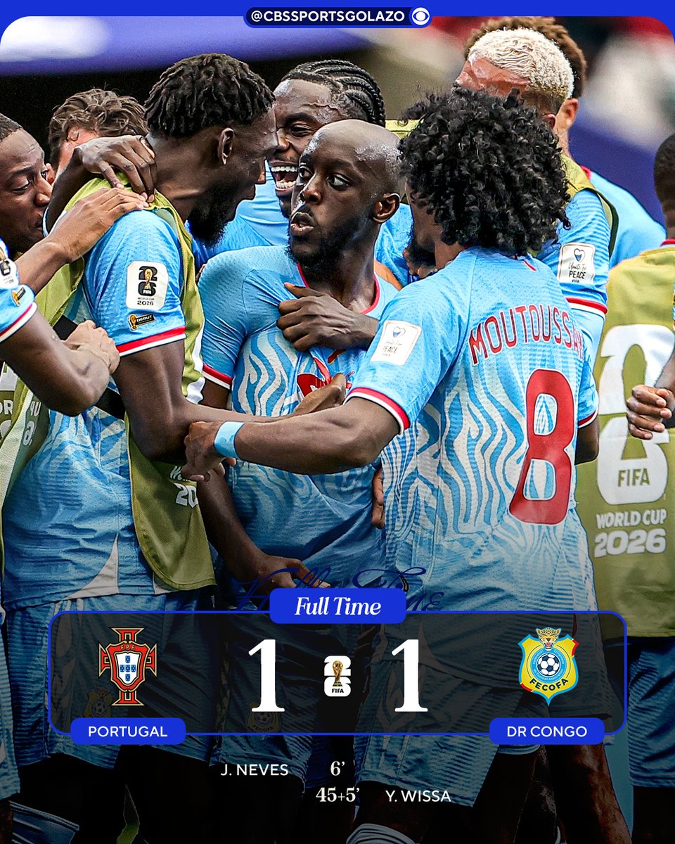 CBSSportsGolazo's tweet photo. DR Congo have their FIRST EVER World Cup point and it comes against Portugal! 😱🇨🇩 https://t.co/avWSZuwQY2