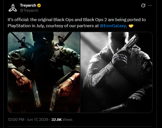 Wario64's tweet photo. Call of Duty: Black Ops &amp; Black Ops 2 officially announced for PlayStation, coming in July from Iron Galaxy https://t.co/wQoi5U9o1Q