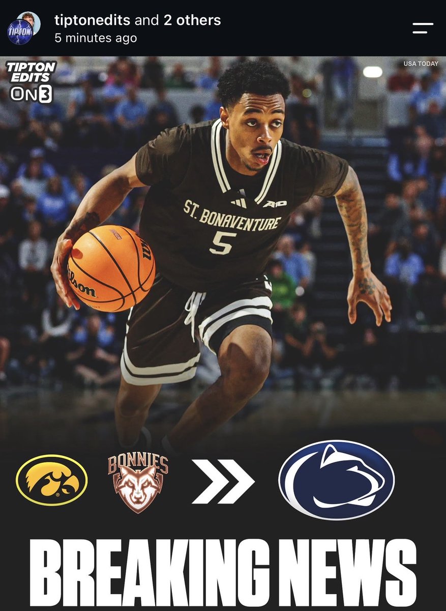 WillHorstman_'s tweet photo. BREAKING: St. Bonaventure transfer Dasonte Bowen has committed to Penn State, per his IG page.

The 6-foot-2 guard averaged 10.9 points, 3.0 rebounds and 4.8 assists per game last season https://t.co/6lXOW4uwHP