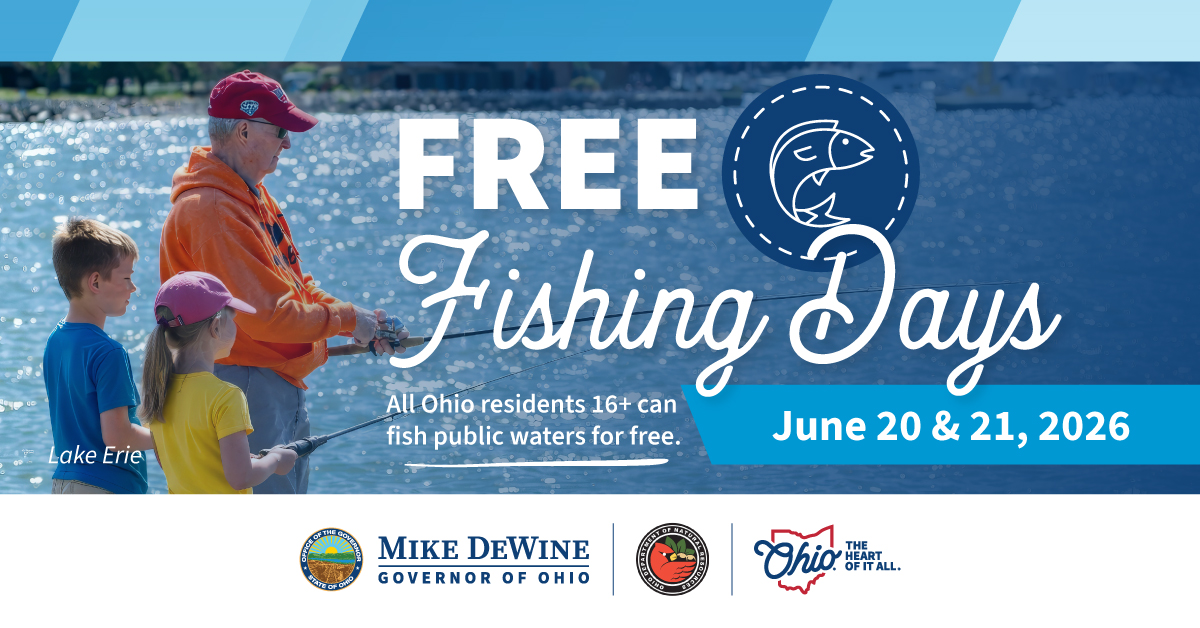 GovMikeDeWine's tweet photo. Ohio's free fishing weekend is a great opportunity to spend time and make memories with loved ones. Visit one of Ohio's many public fishing spots this weekend. https://t.co/9LI5trMGqd