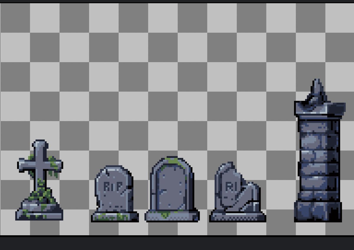 ansimuz's tweet photo. Creating some more Tombstones for legacy collection #pixelart for #gamedev https://t.co/1zJA1KkFxs