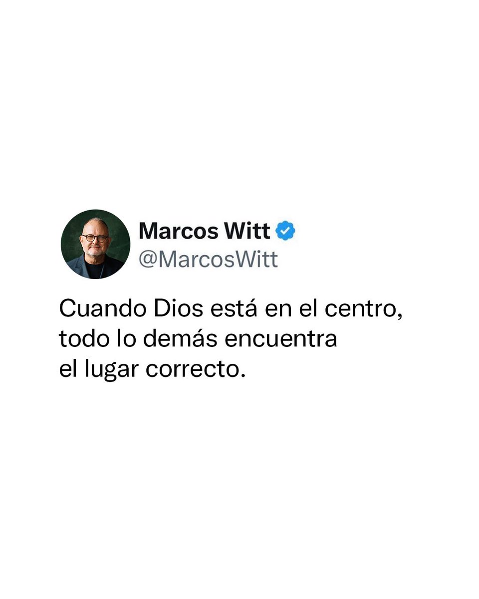 MarcosWitt's tweet photo. El orden en nuestra vida comienza con la prioridad que le damos a Dios.

Cuando Él tiene el primer lugar, nuestras decisiones tienen dirección, nuestras cargas encuentran descanso y nuestro corazón aprende a confiar en su voluntad.

“Lo más importante es que reconozcan a Dios como único rey, y que hagan lo que él les pide. Dios les dará a su tiempo todo lo que necesiten.” Mateo 6:33 TLA