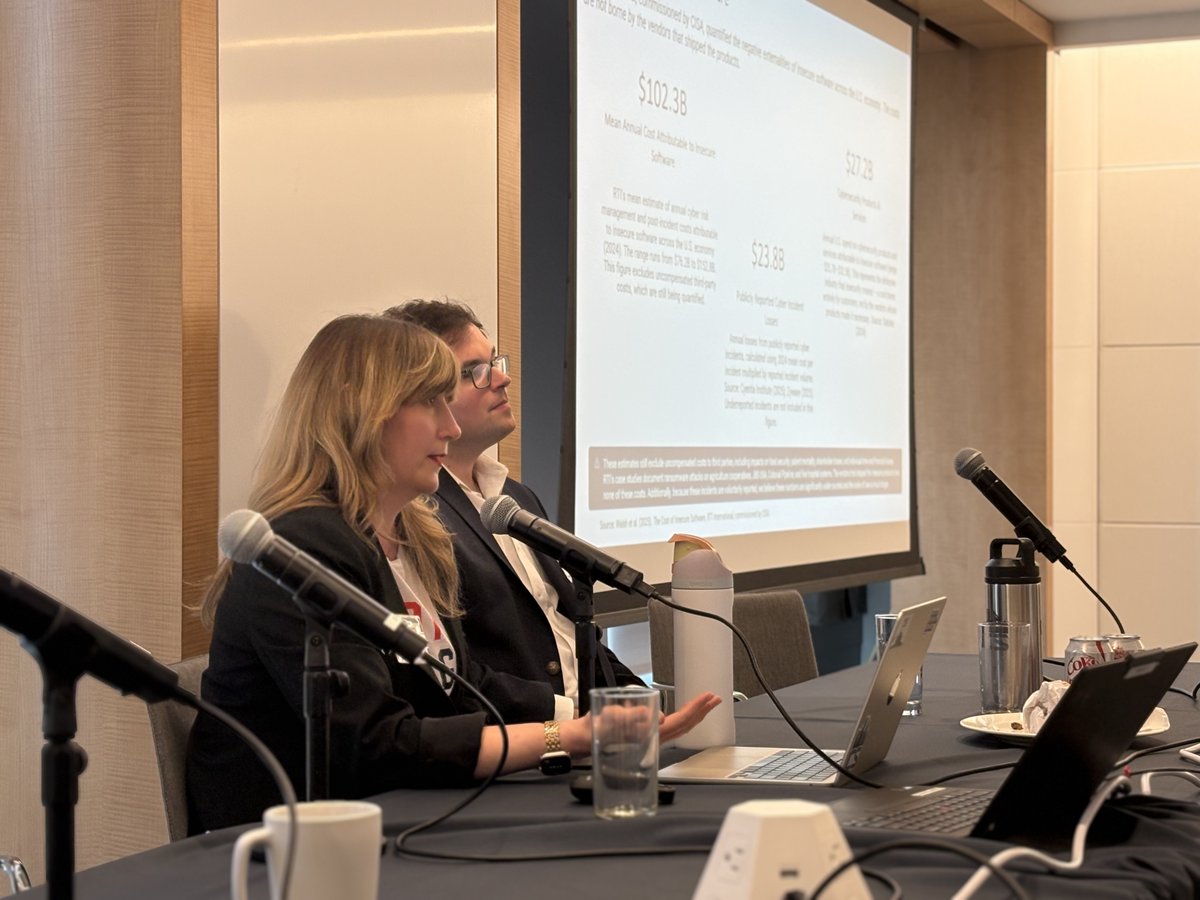 IST_org's tweet photo. 🚀 At #CriticalEffectDC, Lauren Zabierek makes the case for #SecurebyDesign reforms across manufacturers, integrators, and policymakers to protect our critical infrastructure: “The root cause of our infrastructure vulnerability...is a market that has never had to pay the price of security."